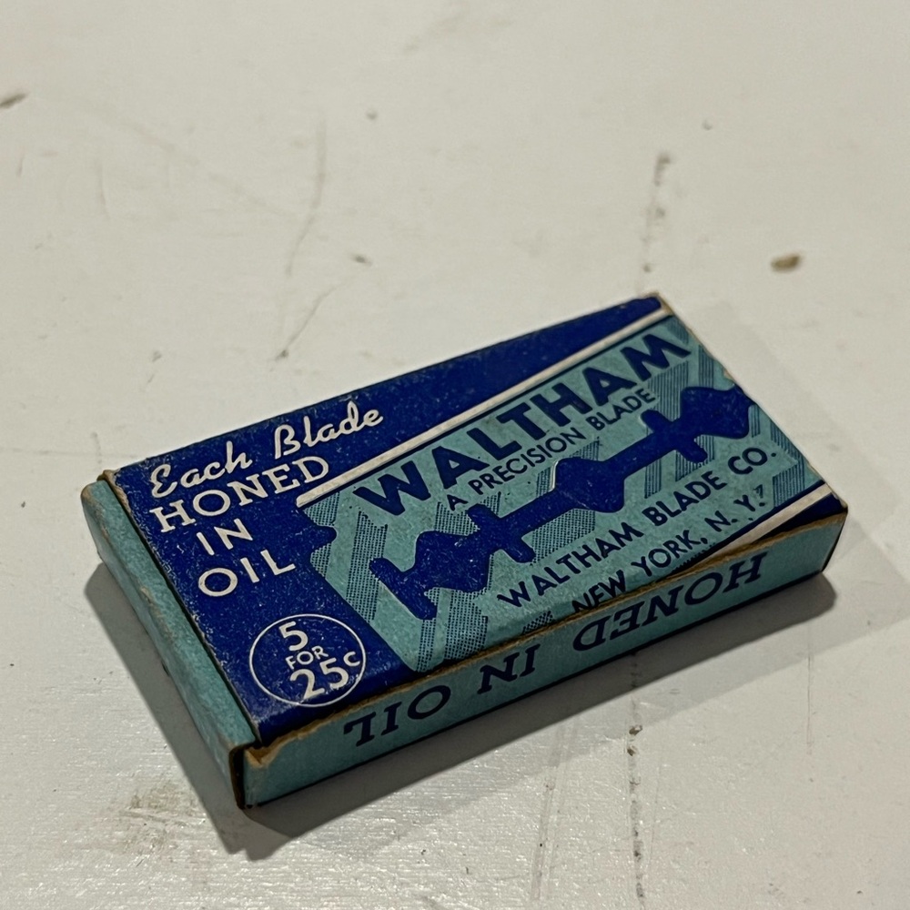 Waltham Double Edge Razor Blades (5) Vintage Surgical Steel Honed In Oil